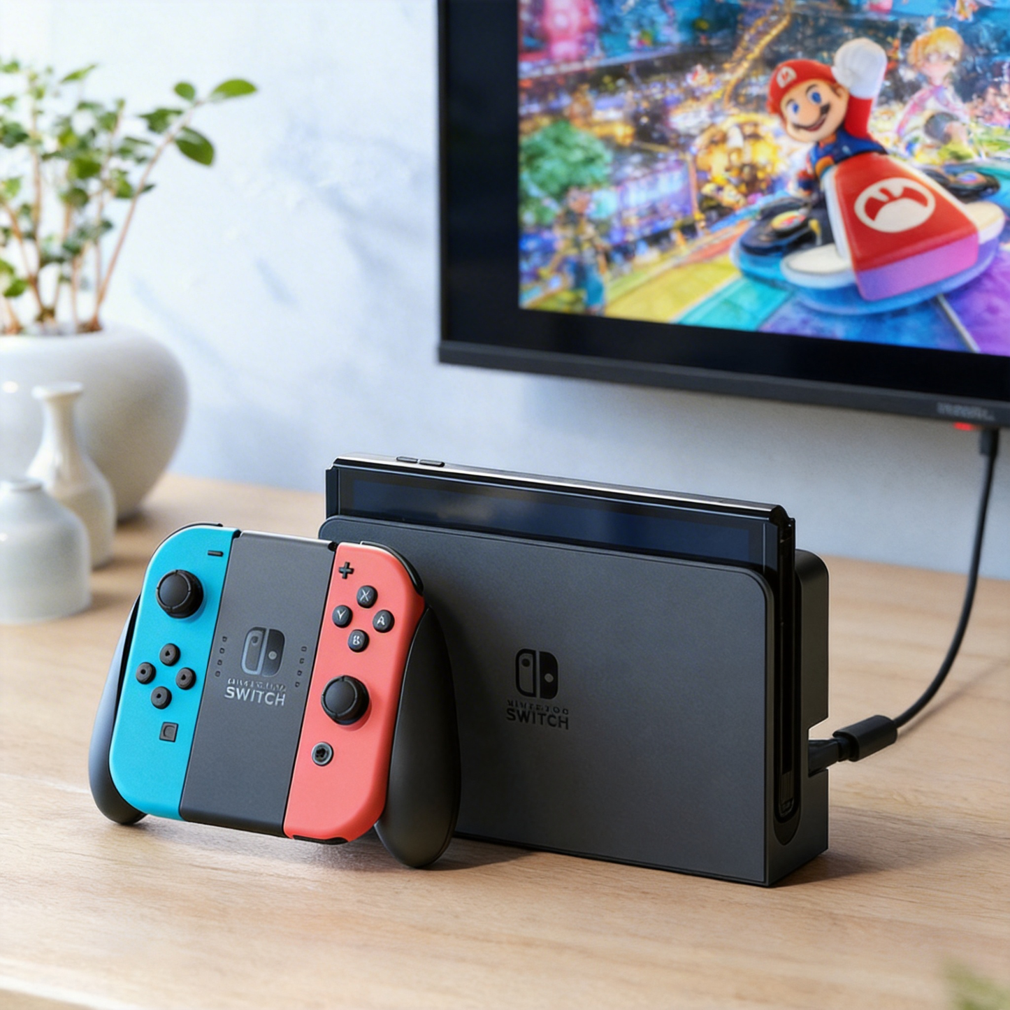 Nintendo Switch Oled avec Joy-Con Néon Bleu et Néon Rouge